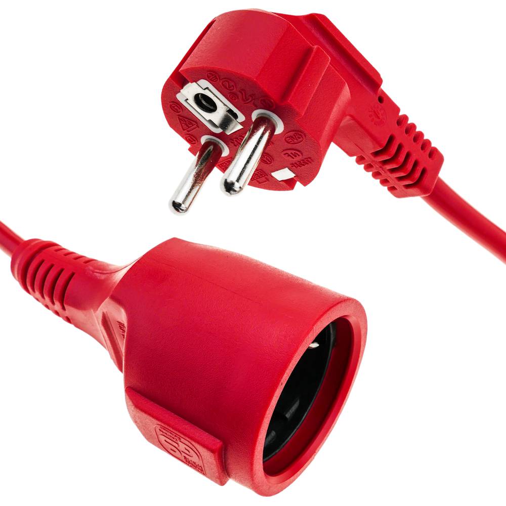 Prolongador de cable eléctrico schuko macho a hembra de 15 m rojo -  Cablematic