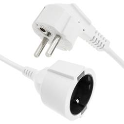 Electric cable extender schuko male to female 5 m white