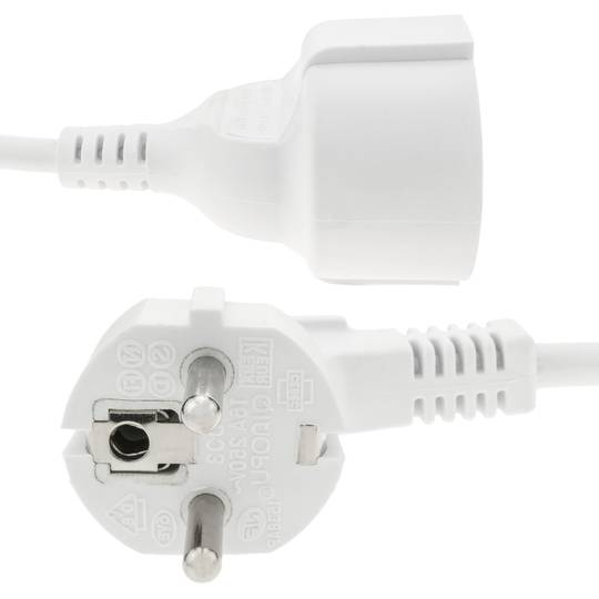 Electric cable extender schuko male to female 15 m white