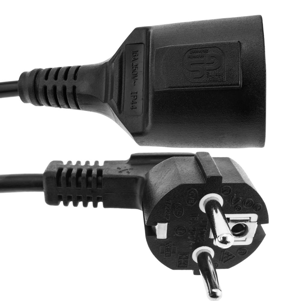 Kabel Winkelmesser elektrisch Schuko männlich zu weiblich von 2 m schwarz
