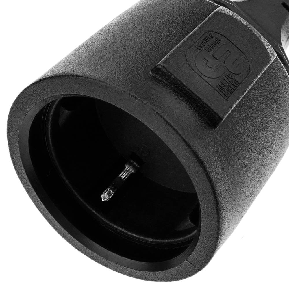 Extendedor de cabo elétrico schuko masculino para mulher de 5 m preto