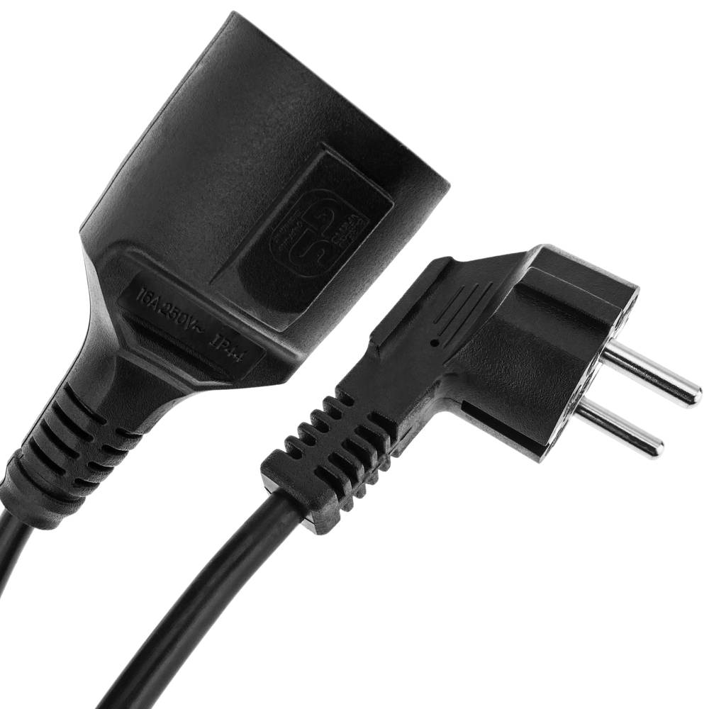 Elektrische kabelverlenging schuko mannelijk naar vrouwelijk 15 m zwart