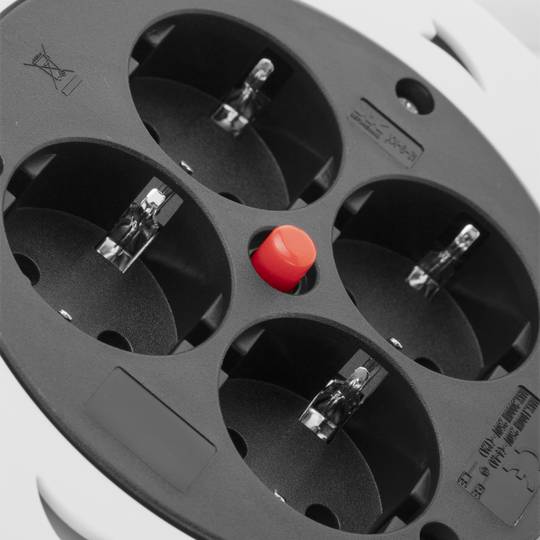 Elektrische Kabelaufwicklung von 4 Schuko von 10 m