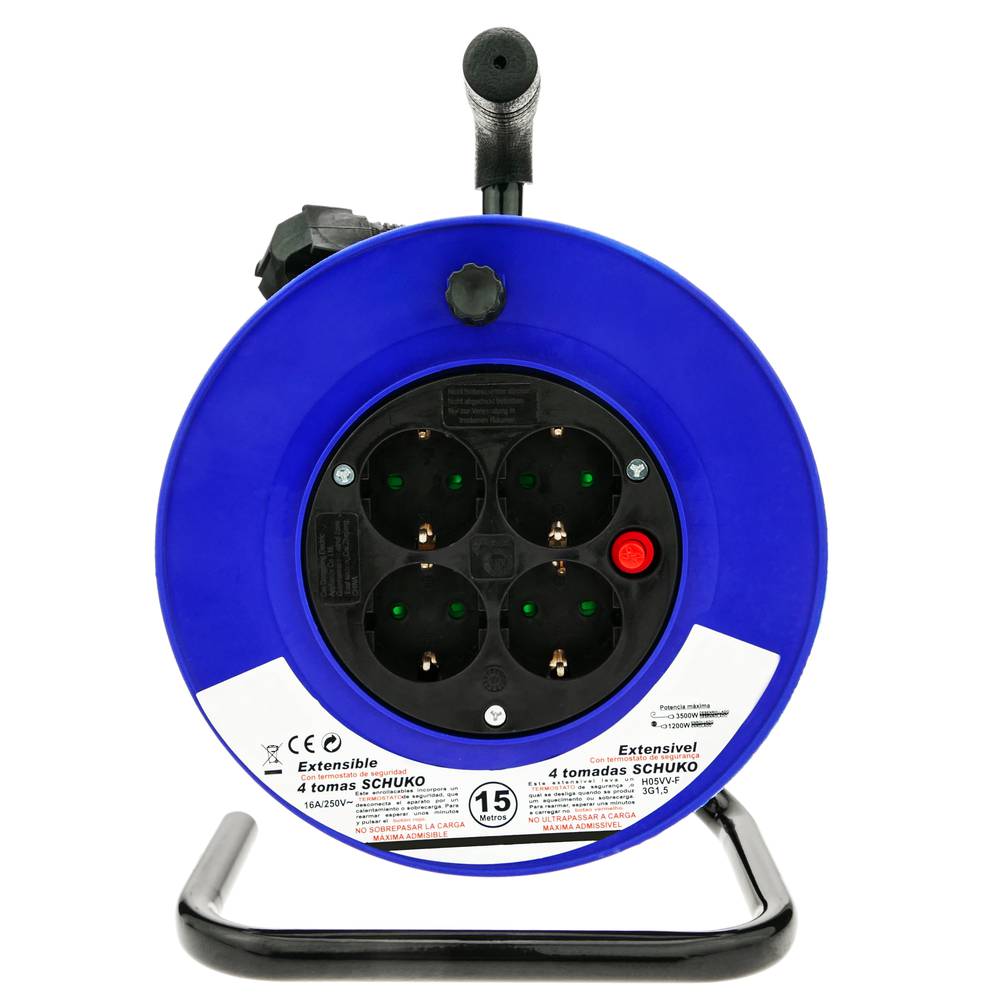Cabo eléctrico bobinas 4 schuko de 15 m