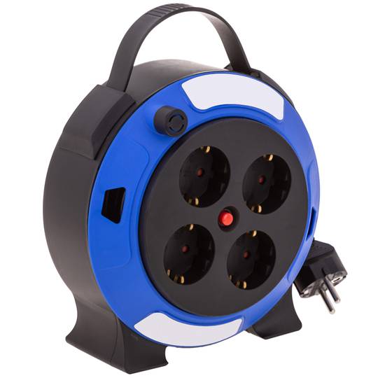 Enrouleur de câble d'extension avec protection thermique de 4 Schuko 5m