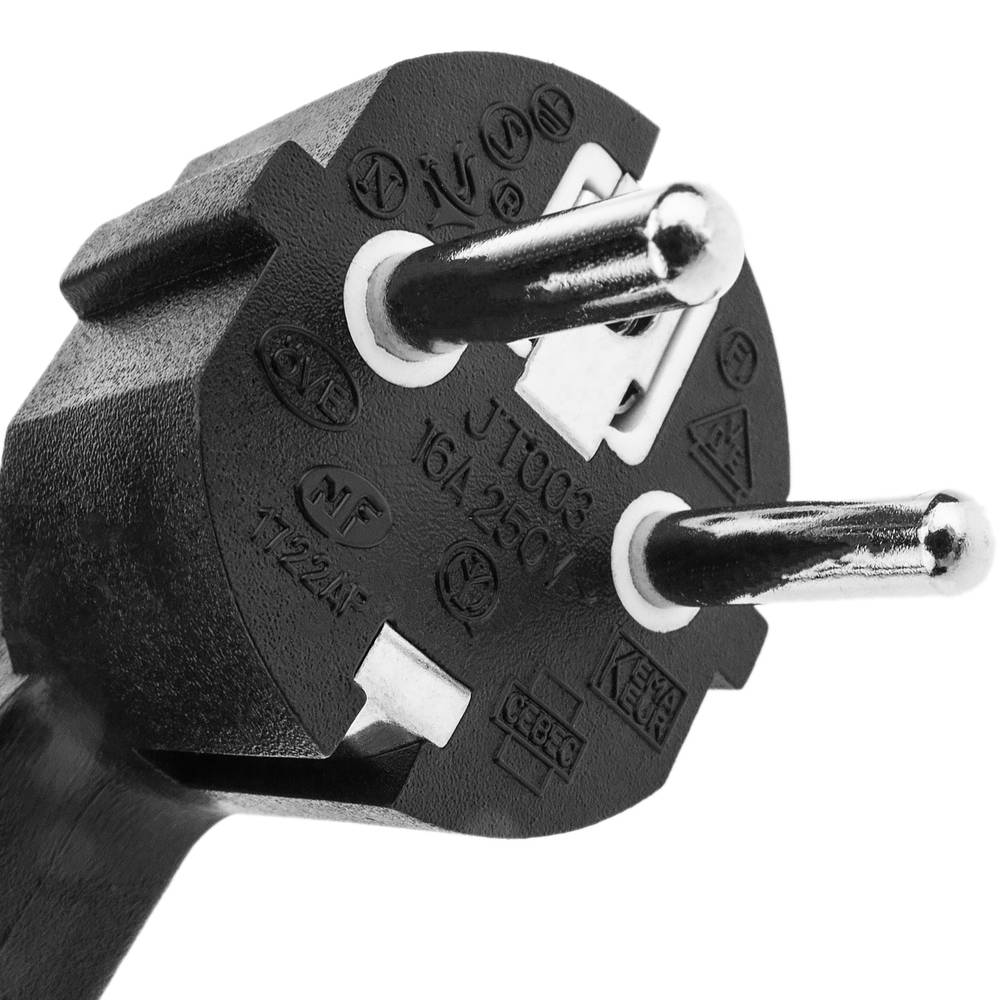 Cable de alimentación eléctrico IEC-60320 C13 acodado a schuko macho de 3 m