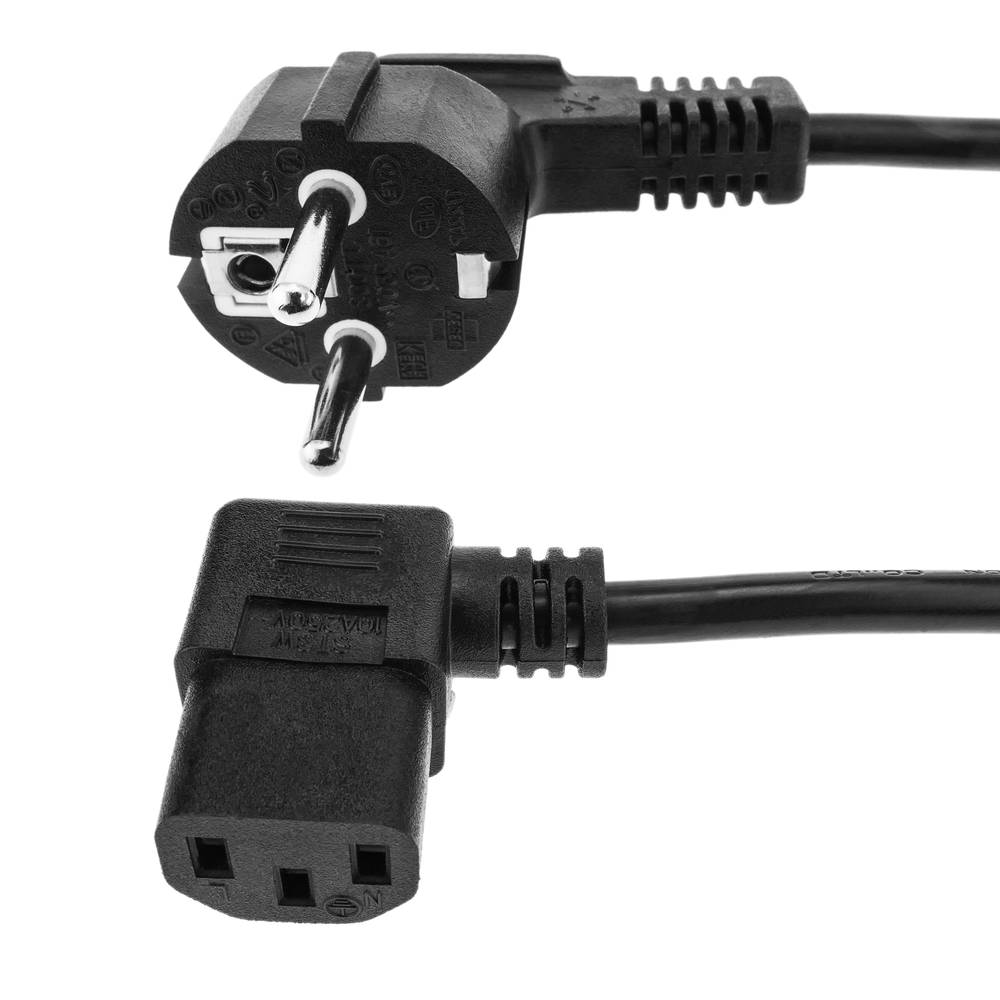 Câble d'alimentation électrique IEC-60320 C13 coudé à schuko mâle