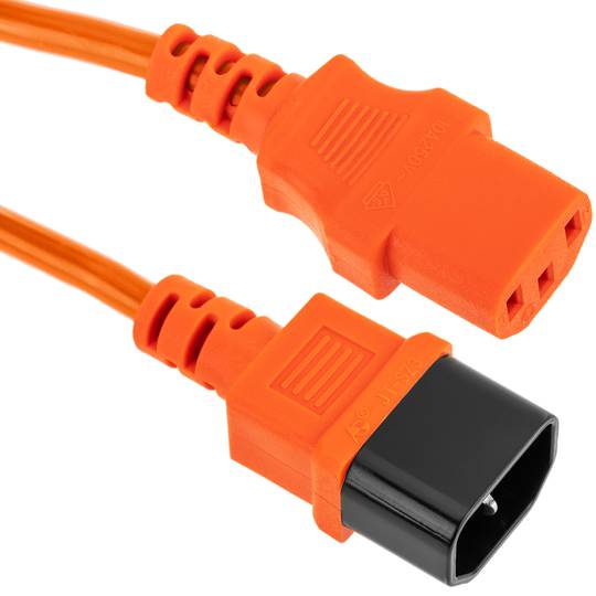 Cabo de alimentação IEC60320 C13 a C14 laranja 3m