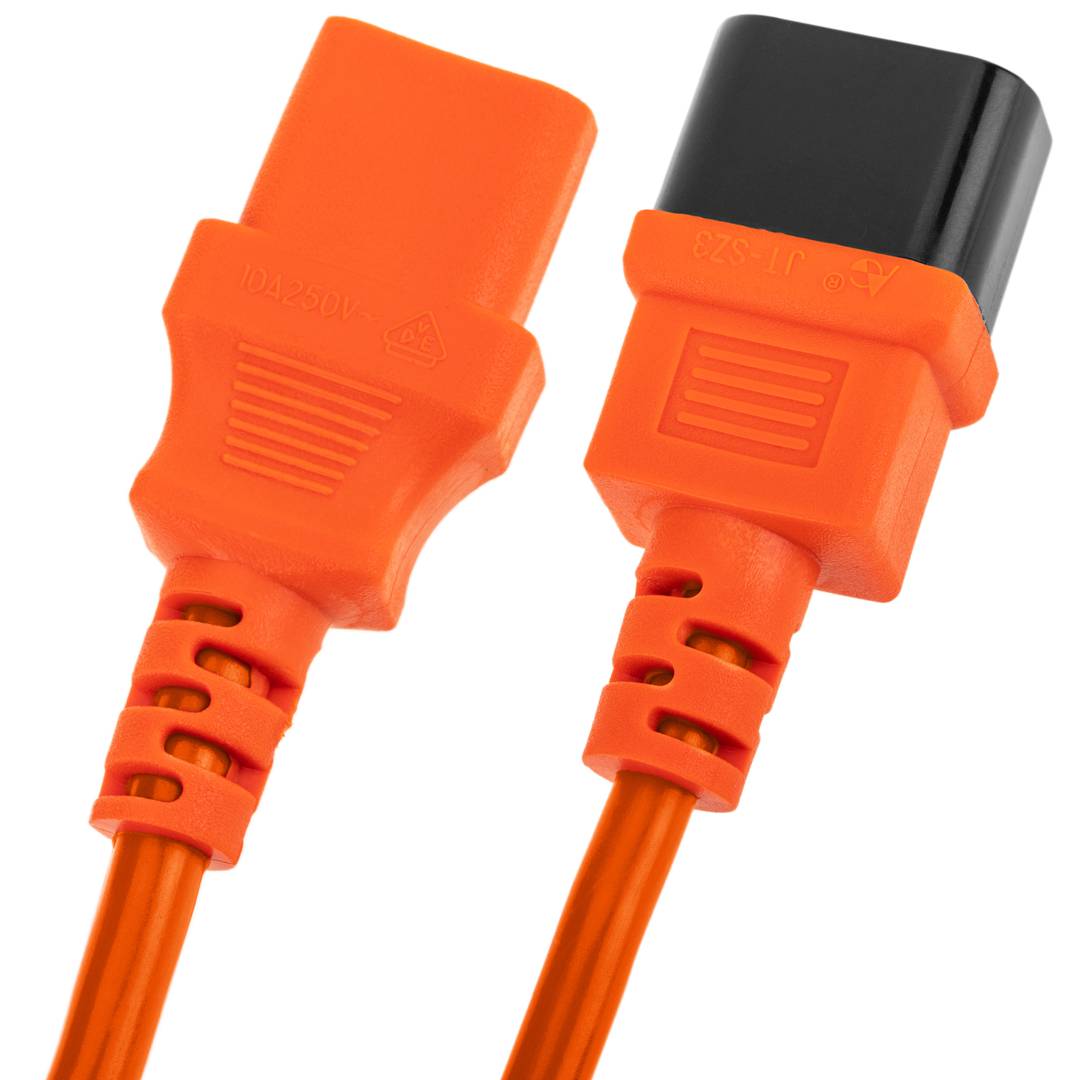 Cabo de alimentação IEC60320 C13 a C14 laranja 3m