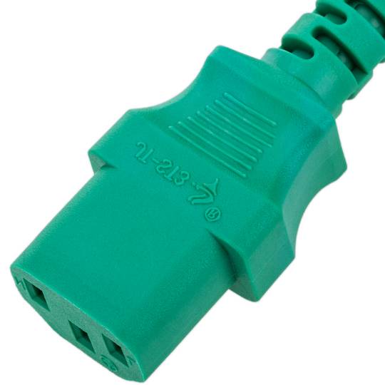 Stroomkabel IEC60320 C13 tot C14 groen 3m