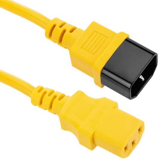 Cable eléctrico de alimentación IEC60320 C13 a C14 de color amarillo de 1.8m
