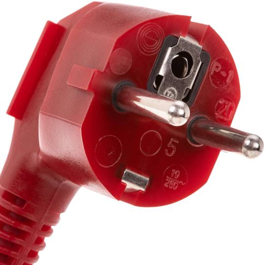Cabo de alimentação elétrica 3x0,75 IEC60320 C13 para Schuko macho angular vermelho 1,8m