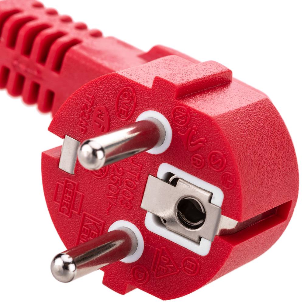 Cavo di alimentazione IEC60320 C13 schuko a strati di colore rosso da 1,8 m