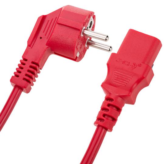 Cavo di alimentazione IEC60320 C13 schuko a strati di colore rosso da 1,8 m