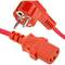 Power cable IEC60320 C13 to schuko male layered red 3m