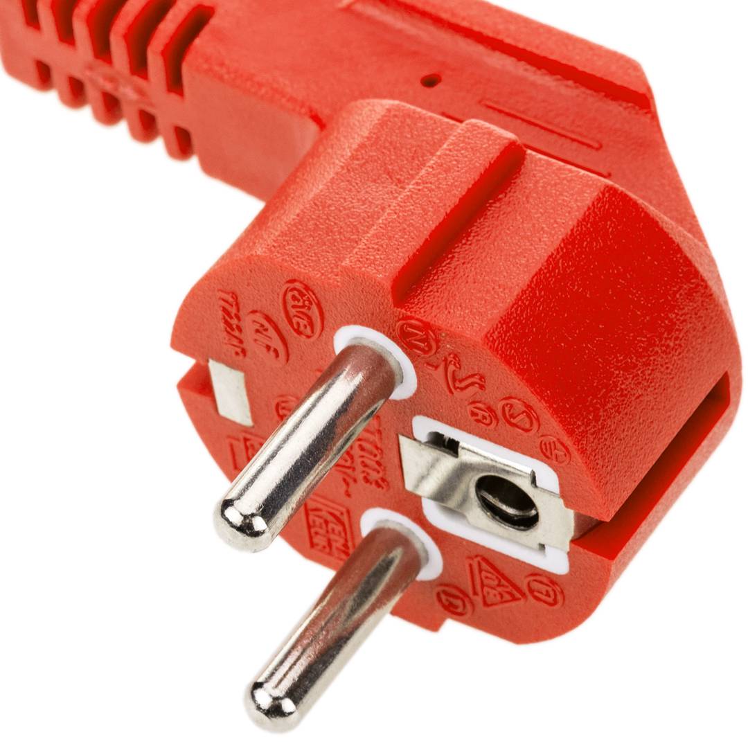 Power cable IEC60320 C13 to schuko male layered red 3m