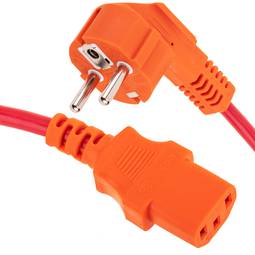 Cable eléctrico de alimentación IEC60320 C13 a schuko macho acodado de color rojo 5m