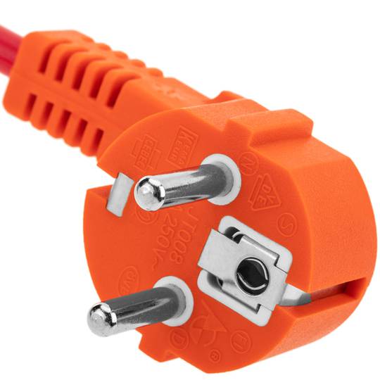 Power cable IEC60320 C13 to schuko male layered red 5m