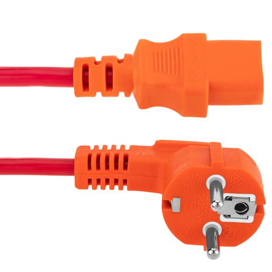 Power cable IEC60320 C13 to schuko male layered red 5m