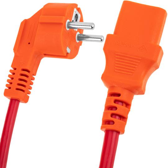 Power cable IEC60320 C13 to schuko male layered red 5m