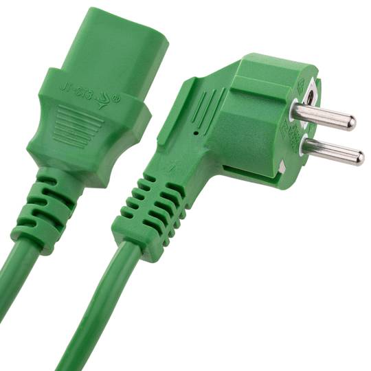 Kabel zasilający IEC60320 C13 do męskiej wtyczki Schuko zielony 1,8 m