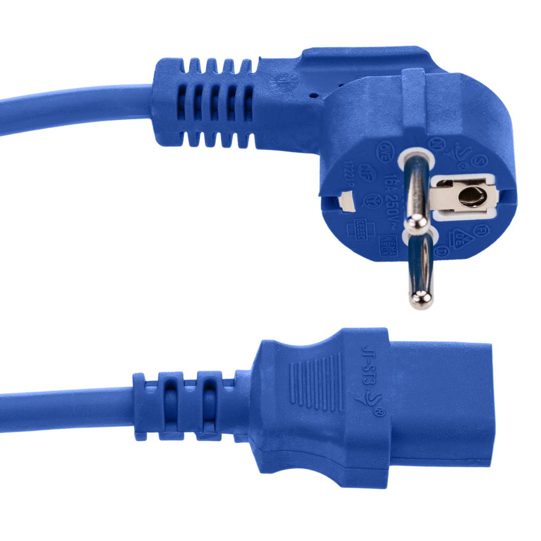Cordon électrique IEC60320 C13 à Schuko couches en bleu 1.8m