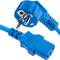 Cable elèctric d'alimentació IEC60320 C13 a schuko mascle colzat de color blau 3 metres