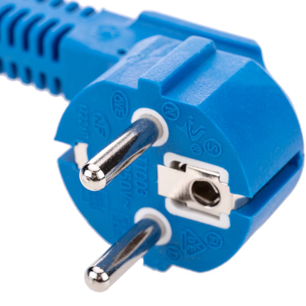 Cable elèctric d'alimentació IEC60320 C13 a schuko mascle colzat de color blau 3 metres