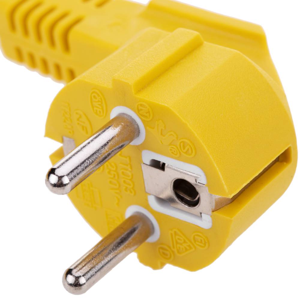 Electrical cord IEC60320 C13 to schuko layered male in yellow 1.8m