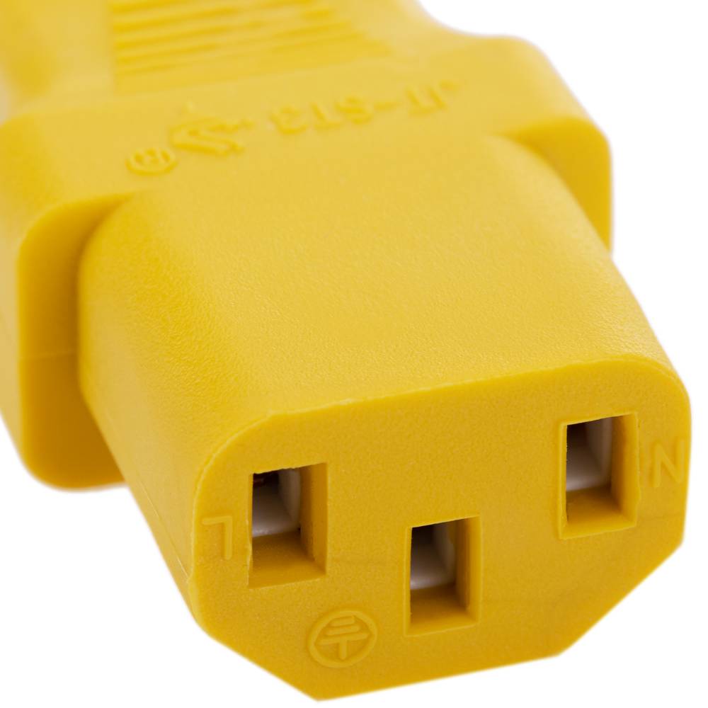 Electrical cord IEC60320 C13 to schuko layered male in yellow 1.8m