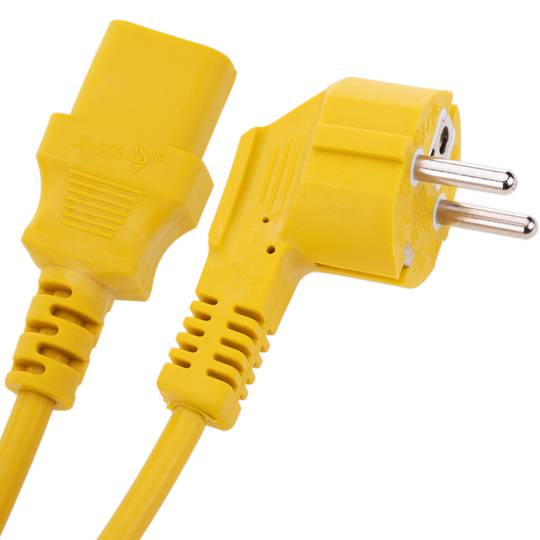 Electrical cord IEC60320 C13 to schuko layered male in yellow 1.8m