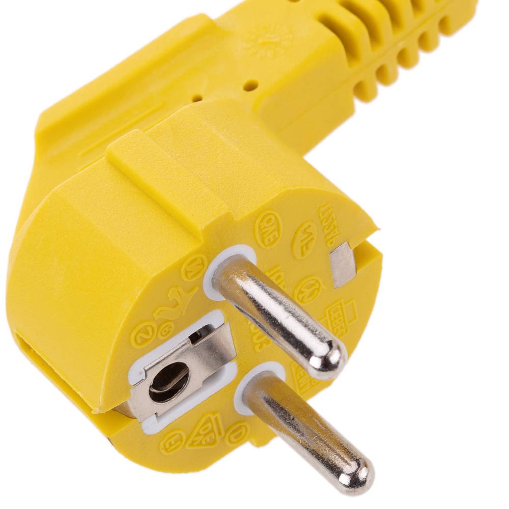 Electrical cord IEC60320 C13 to schuko layered male in yellow 1.8m