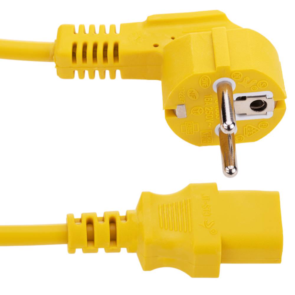 Electrical cord IEC60320 C13 to schuko layered male in yellow 3m