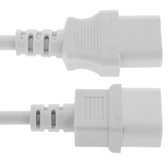 Câble d'alimentation IEC-60320 blanc C13-C14 1,8 m