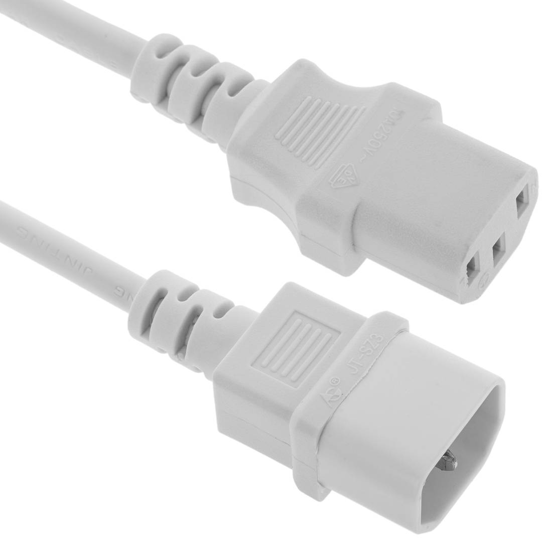 Câble électrique IEC-60320. Cordon alimentation C7 femelle à fiche  bipolaire mâle 1.8m blanc