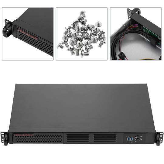 Mini-ITX incl 19 Zoll Rack Server-Gehäuse 1U / 1HE 25cm tief 250W NT 