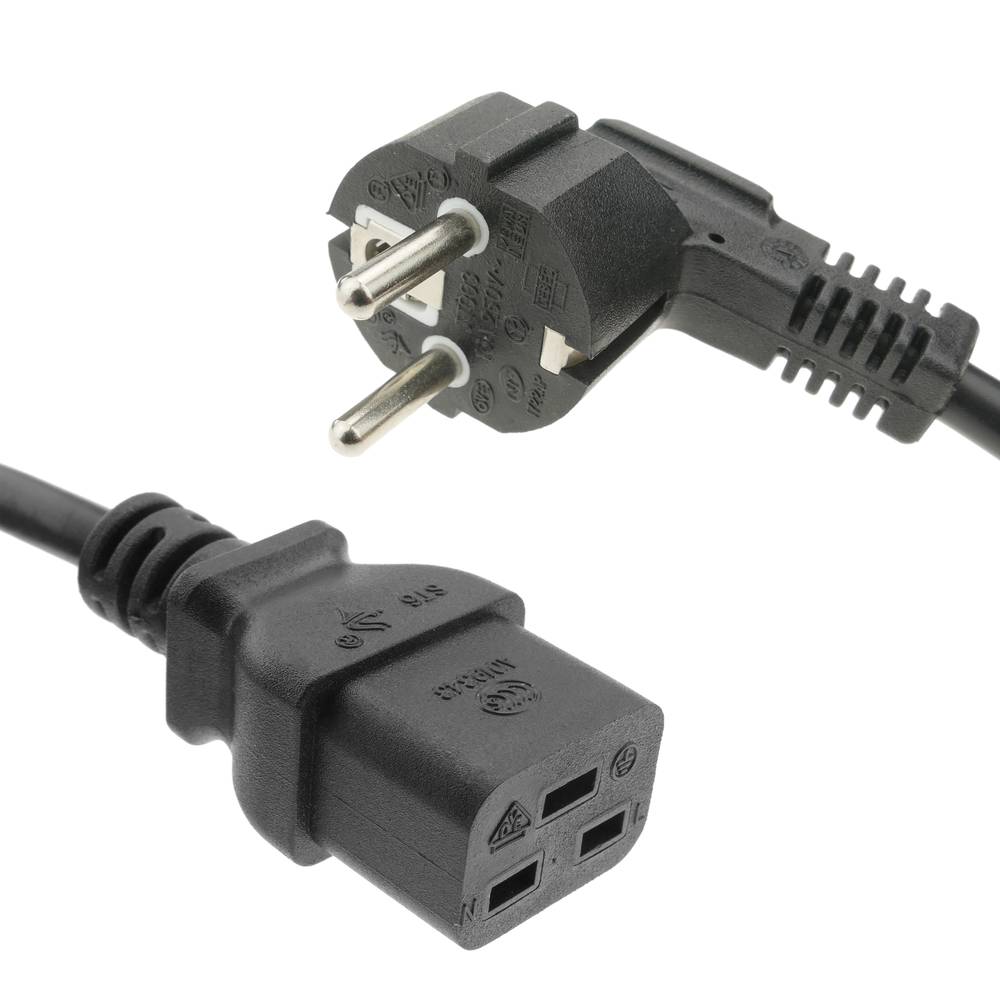 Cabo elétrico de alimentação de alta qualidade 3x1.5mm² IEC60320 C19-fêmea para Schuko-macho 3m