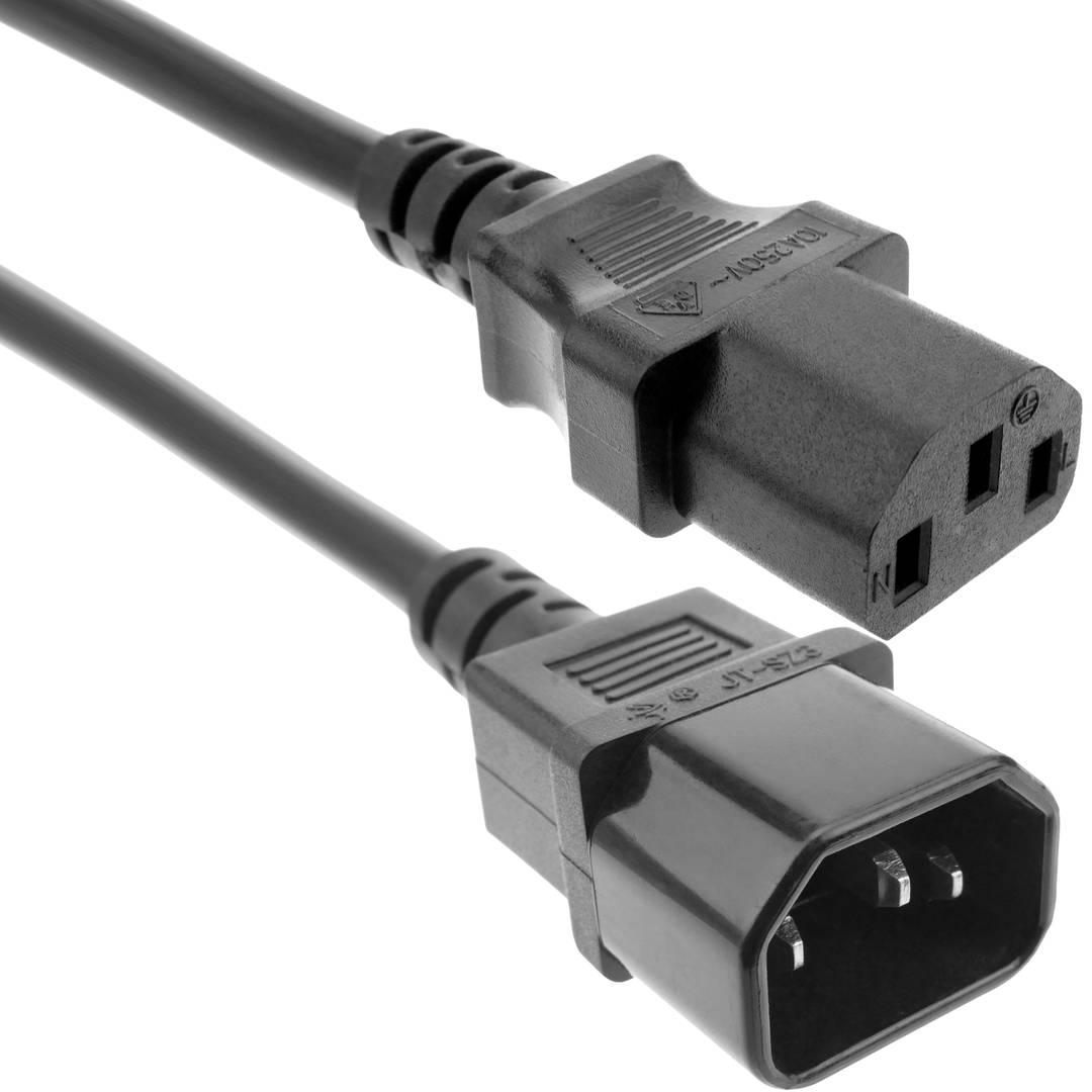 Cable eléctrico 3x1.5mm² IEC60320 C13-hembra a C14-macho 1m