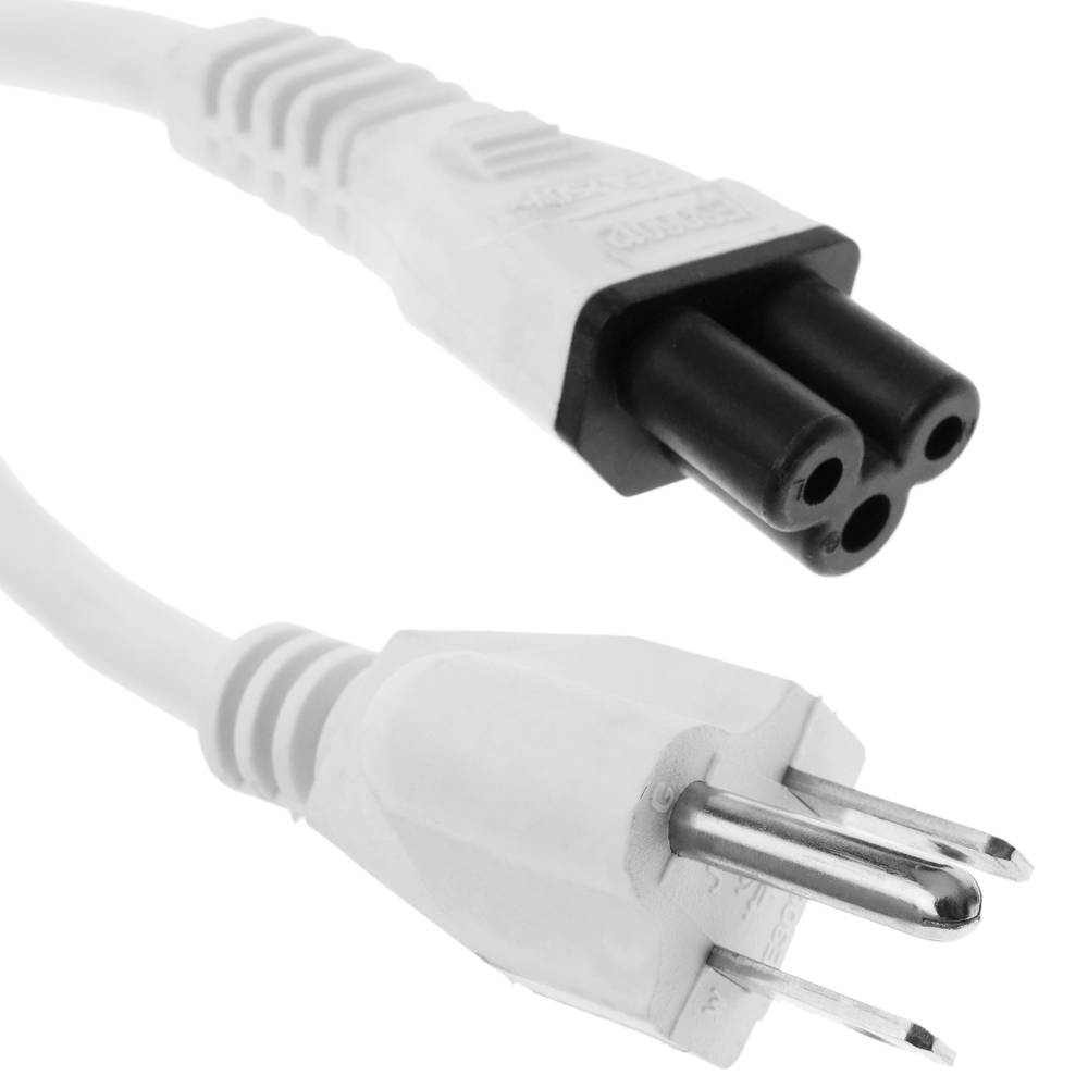 US Power Cord NEMA-5-15P to IEC-60320-C5 white 1m