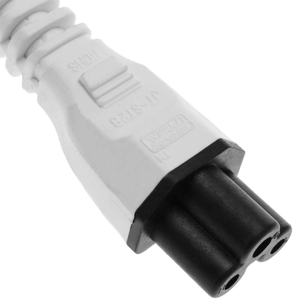US Power Cord NEMA-5-15P to IEC-60320-C5 white 1m