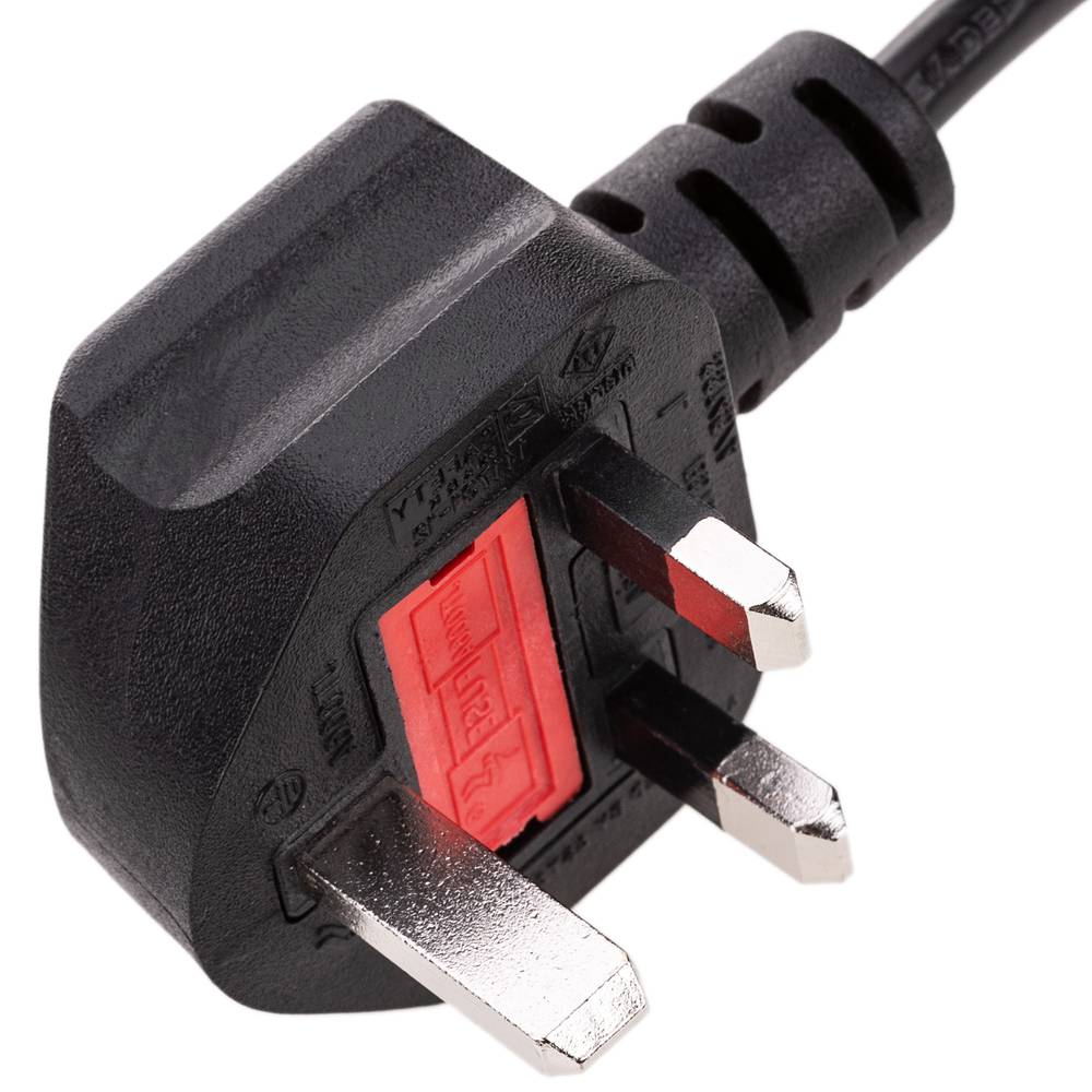 Fil électrique norme britannique BS 1363-1-CEI-60320-C13 3x1.00mm² 1.8m noire