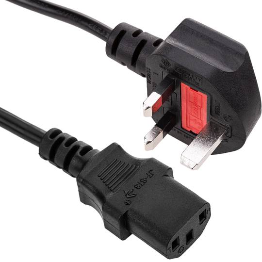 Cable elèctric British Standard BS-1363-1 a IEC-60320-C13 3x1.00mm² de 5 m negre