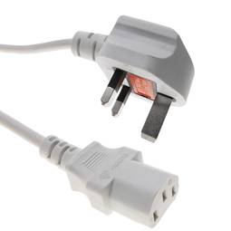 Cable elèctric British Standard BS-1363-1 a IEC-60320-C13 de 1.8m blanc
