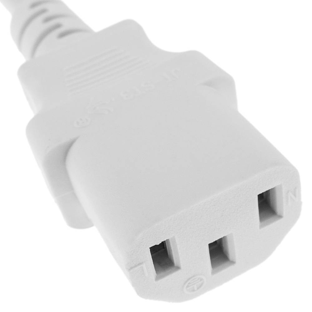 Cabo de alimentação US NEMA-5-15P para IEC-60320-C13 1.8m branco