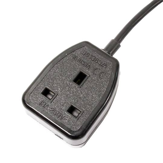 Elektrische kabel British Standard BS-1363-2 naar IEC-60320-C20 0.4m zwart
