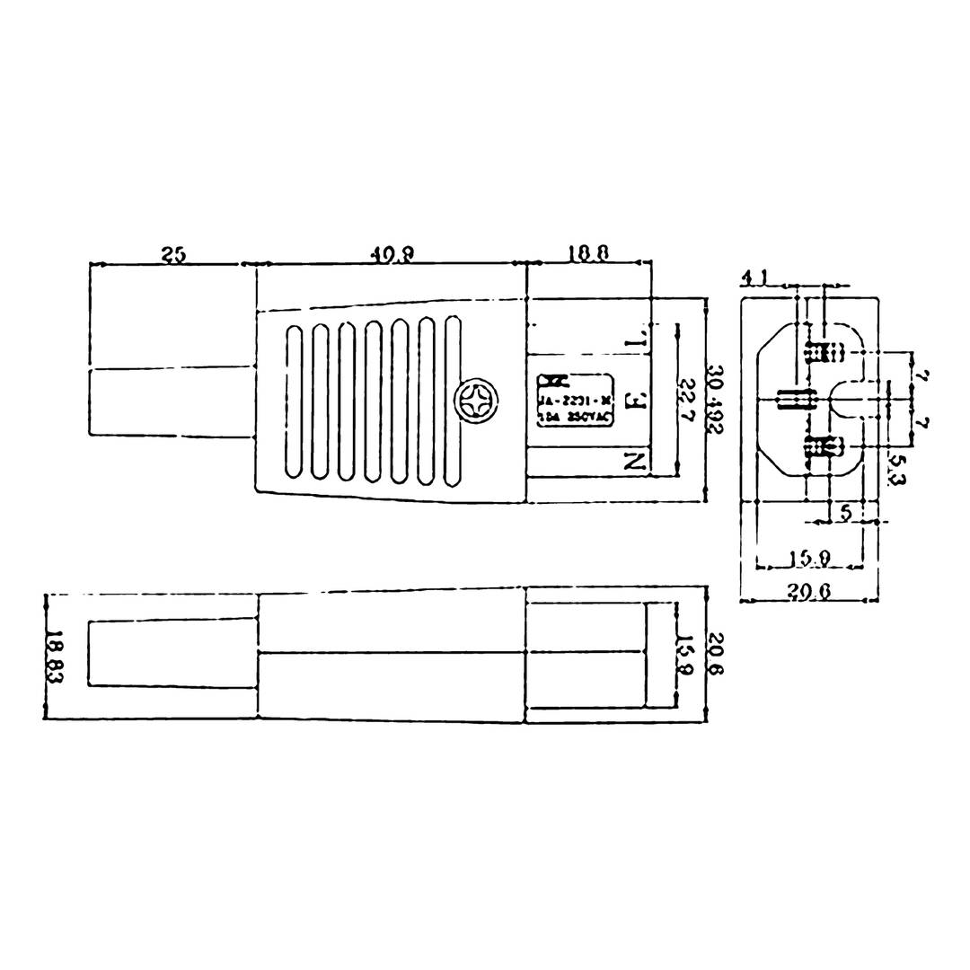 Pin IEC-60320 C15. Spina femmina dritto