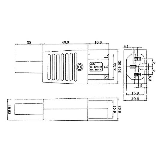 Pin IEC-60320 C15. Spina femmina dritto