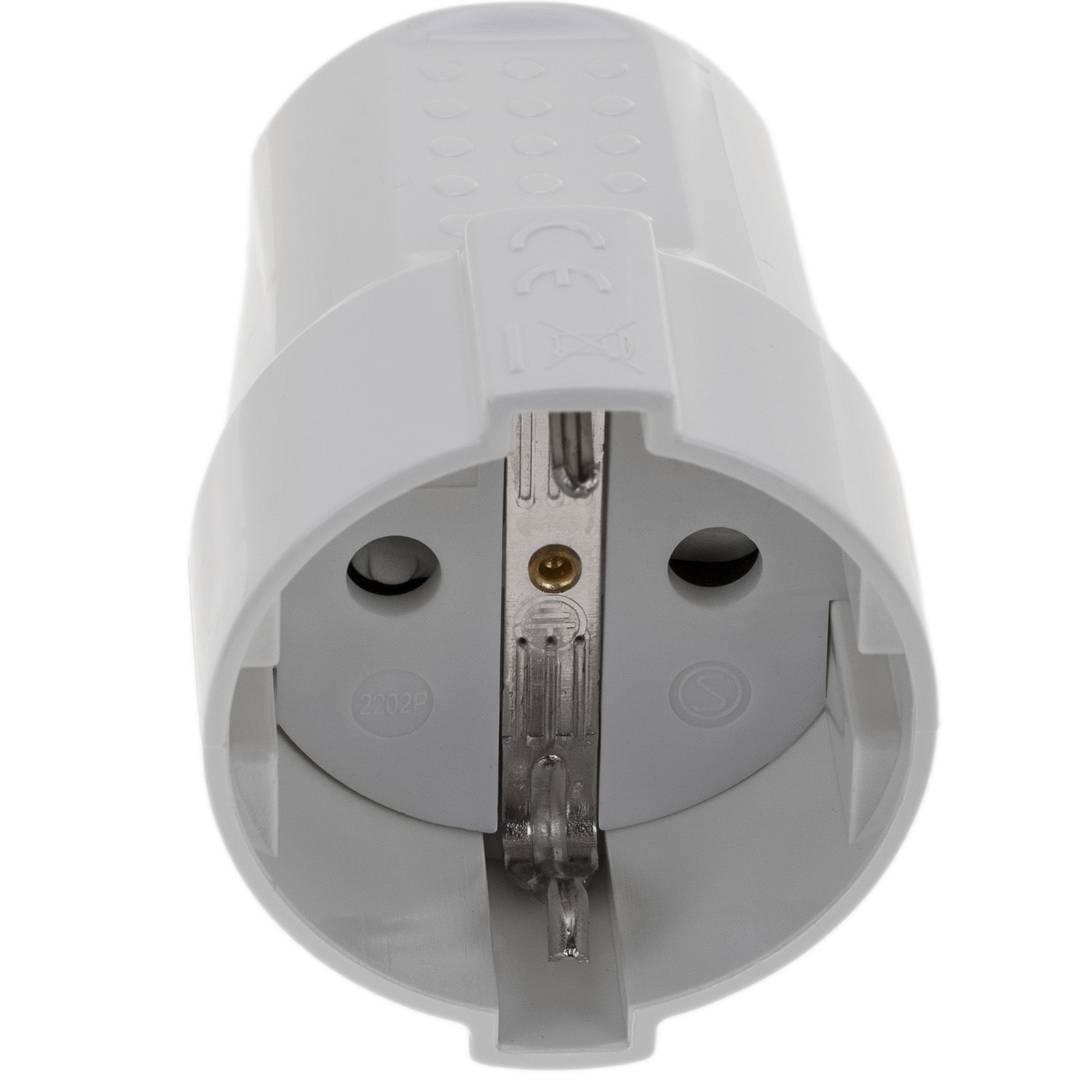 Clavija enchufe schuko recto hembra blanco