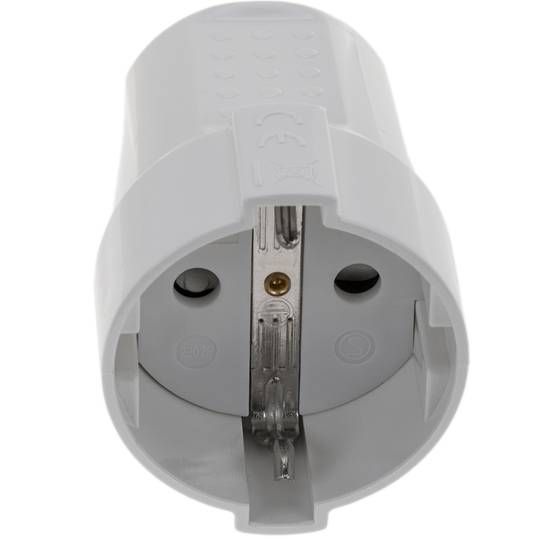 Clavija enchufe schuko recto hembra blanco