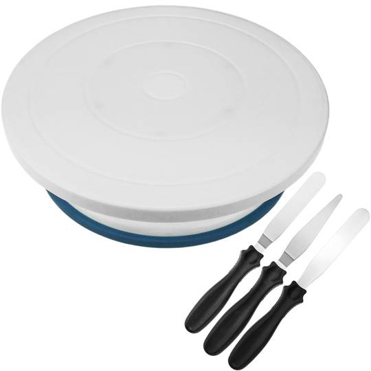 Base girevole per torte da 28 cm. Piattaforma rotante bianca